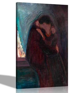 The Kiss Edvard Munch Impresiones de Lona Colgante Pared Arte Imágenes Reproducción - Imagen 1 de 11