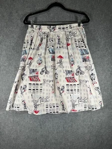 Modcloth Skirt Women Large White Midi Flat Front Rainy Day in Paris Pleated - Picture 1 of 7
