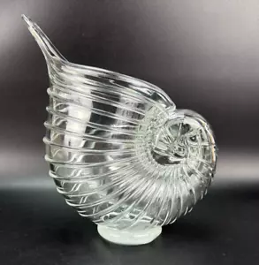 Jarrón de cristal transparente soplado a mano caracol concha de mar diseño en espiral de 10 pulgadas - Imagen 1 de 12