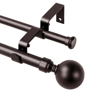 1 Inch Adjustable Double Drapery Curtain Rod Set 28"-48"/ 48"-84"/ 84"-120" - Picture 1 of 32