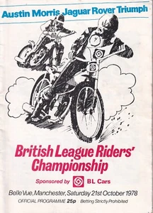 Vintage Speedway Programmes - British League Riders Championships Oct 1978 - Picture 1 of 1