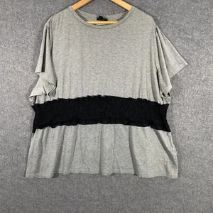 City Chic Shirt Womens Medium Plus Grey Black Top Lace Trim Relaxed Tunic - Picture 1 of 12