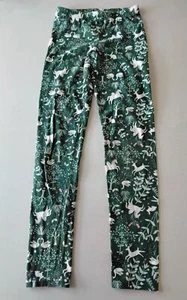 Old Navy Girl Leggings Size L (10-12) Woodland Green Stretch Unicorns Deer Swans - Picture 1 of 7