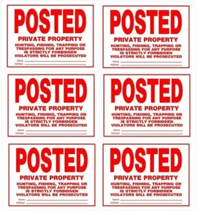 840159 Aluminum 10" x 14" POSTED PRIVATE PROPERTY Signs - Pack of 6 - Picture 1 of 3