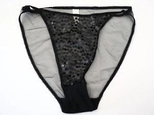 VTG Victoria's Secret 90s High Cut Sheer Sequin String Bikini Panties MEDIUM - Picture 1 of 8