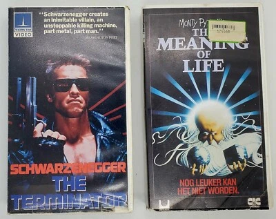 Vintage Rental LOT of 2 VHS Tapes The Terminator & The Meaning of Life Mint! 🎬 - Image 1 of 4