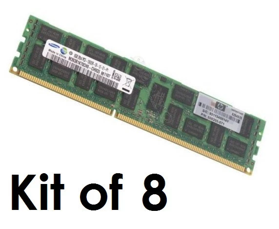 8x HP 8GB 500205-071 595097-001 HP 500662-B21 KTH-PL313/8G ECC RAM PC3-10600R - Bild 1 von 1