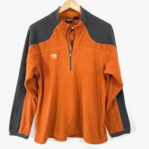 Mountain Hardwear Mens Large Polartec 1/4 Zip Fleece Pullover Orange Gray Hiking - Bild 1 von 9