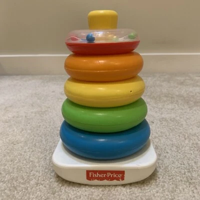 Fisher Price Rock-a-Stack 5 Ring Stacker Toy Baby Toddler Sensory Development - Image 1 of 4