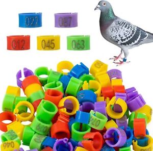 100PCS Bird Rings Leg Foot Bands For Pigeon Parrot Clip Rings Number 1-100