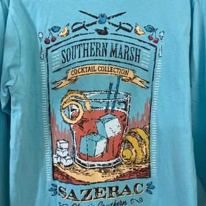 NWT Southern Marsh L/S Logo T-Shirt With Pocket Women’s Small Cocktails Teal - Picture 1 of 7