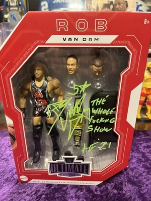 Rob Van Dam Ultimate Edition Action Figure Autographed Pic Proof Inscriptions - Image 1 of 4