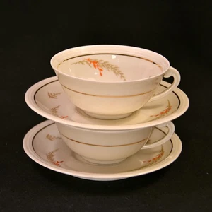 CA Charles Ahrenfeldt 2 Cups & 2 Saucers Ferns Leaves w/Gold 1894-1910 Limoges - Picture 1 of 24