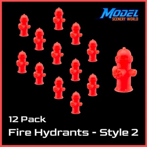 Fire Hydrants - Style 2 (12pk) - HO Scale - Red - Picture 1 of 7