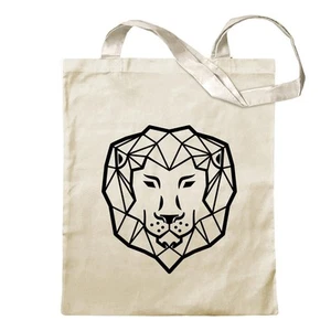 Polygon Löwe Figur Tier Art Tragetasche Baumwolltasche Stoffbeutel langer Henke - Picture 1 of 91