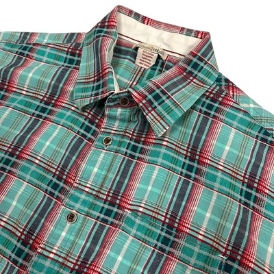 Carbon 2 Cobalt Shirt Mens Medium Blue Plaid Short Sleeve Button Up Cotton Cool - Image 1 of 4