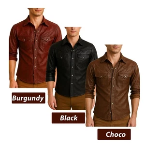 Anuncio personalizado de camisa de cuero genuino de piel de cordero para hombre Winnsboro1952 - - Imagen 1 de 11