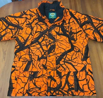 VTG Cabela's Dry Plus L/L Insulated Hunting Jacket Orange Camo Fleece Thinsulate - Image 1 of 4