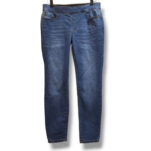 Croft & Barrow Pull On Jeans Womens 12 Skinny Medium Wash Distressed Tummy Panel - Picture 1 of 8
