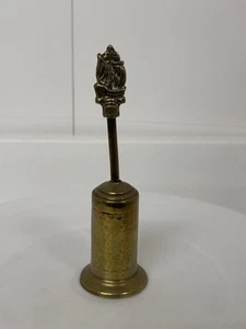 VINTAGE/RETRO BRASS FIREPLACE BRUSH (SHIP FEATURE ON HANDLE) - Picture 1 of 7