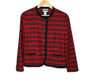 Vintage Pendleton rot Schottenkaro Wolle Blazer Petites 12 12P Jacke Coco Tweed - Bild 1 von 3