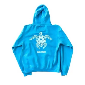 Aloha Hawaii Maui Hoodie Sweater Womens S Sweatshirt Turtle Graphic Blue Warm - Picture 1 of 6