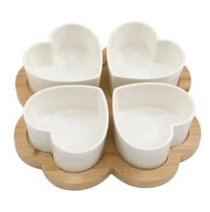 5 Piece Tapas Set With Bamboo Tray, Dip Dishes, Bowls - Picture 1 of 3