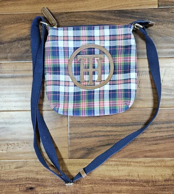 Tommy Hilfiger Plaid Crossbody Purse Handbag Blue Green Plaid 90's Y2K VTG - Image 1 of 4