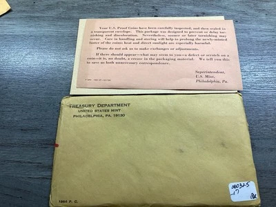 1964 US Mint Silver Proof Set with “Pointed Tail 9” all Original Pack 06032517ak - Image 1 of 4