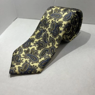 Vintage Wembley Tie Men’s 100% Silk Yellow Paisley Print - Image 1 of 4