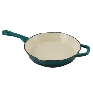 Artisan 10 In. Cast Iron Nonstick Skillet in Teal Ombre with Helper Handle - Picture 1 of 4