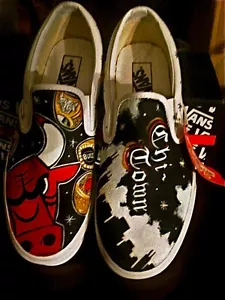 Custom TATTOO hand painted mens ANY size VANS Chicago bulls chi town basketball - Picture 1 of 1