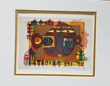 Friedensreich Hundertwasser "Good-Bye From Africa" Matted Offset Lithograph 1986