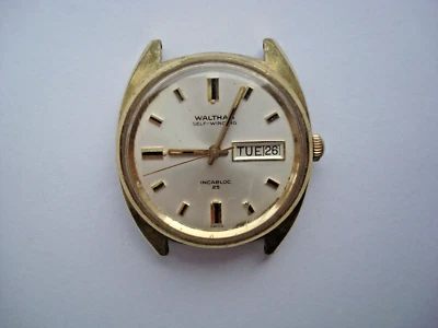 Waltham B-335-C Mens Self-winding Watch 25j. Day Date Swiss 1970's Runs - Image 1 of 4