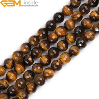 Natural Gemstone Tiger's Eye Round Faceted Beads For Jewellery Making 8mm 12mm - Image 1 of 4