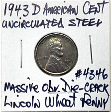 1943 D American Cent Steel Uncirculated Double-Struck Mintmark & Numerals Denver