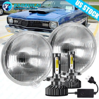 Par de faros LED redondos de 7 pulgadas carcasa alta/baja para Dodge Dart 1964-1976 D100 Foto 1 de 4