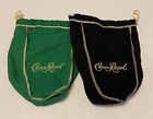 Two Crown Royal Felt Like Cloth Bags With Gold Stitching and Draw String At The 