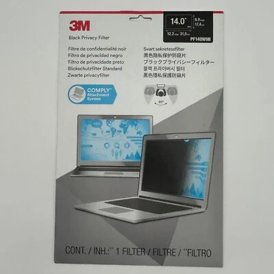 3M PF140W9B 16:9 Frameless Blackout Privacy Filter for 14" Laptops New - Image 1 of 2