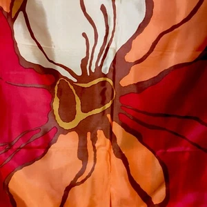 Retro 60er 70er Jahre Schal Single Mod Blume orange rot Narzisse 27" quadratisch Vintage - Bild 1 von 7