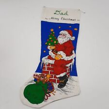 Vintage cut and sew printed Christmas stocking Santa Dad