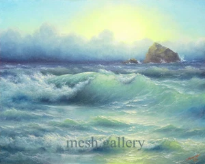 281- 16"x 20" GALLERY WRAP CANVAS ART PRINT SEASCAPE Sailing Ship Sea Moon Night - Picture 1 of 4