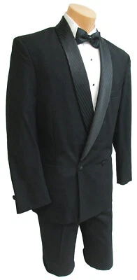 Men's Pierre Cardin Black Double Breasted Tuxedo Jacket Formal Wedding Mason 41L - Image 1 of 4