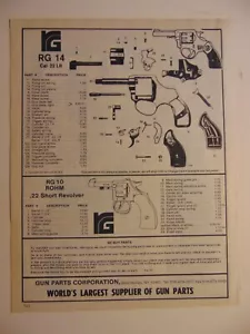 RG 14 Cal 22 LR Schema assemblaggio ricambi anni 90 catalogo stampa annuncio - Foto 1 di 1