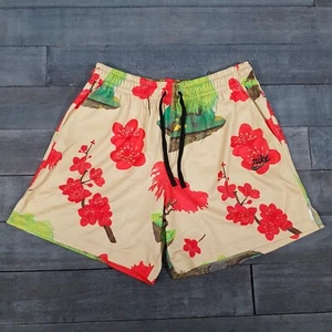 NIKE Cherry Blossom Basketball Casual Shorts Mens MEDIUM Beige Red Floral Garden - Picture 1 of 8