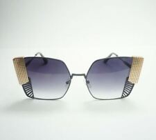 Exaggerated Geometric oversized Sunglasses black gold frame cat eye designer