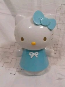Sanrio 2009 Hello Kitty Blue Bow 6” Plastic Figural Piggy Coin Bank Kawaii Opens - Picture 1 of 11