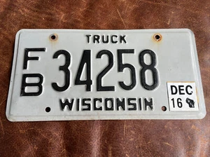 2016 Vintage Wisconsin TRUCK License Plate. tag # 34258 Army ๐ป Gray - Picture 1 of 4