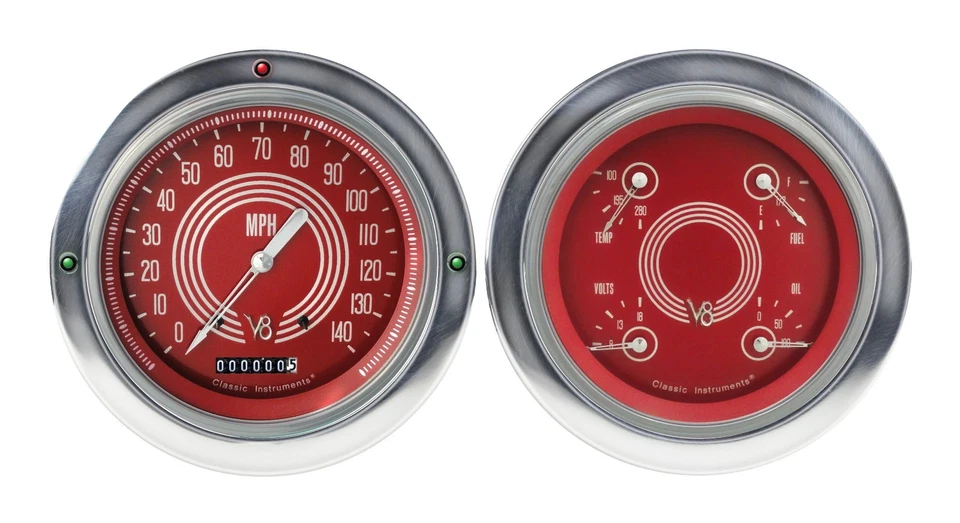 1954 1955 chevy truck classic instruments gauge set ct54v8rs52 red steele - Image 1 of 1