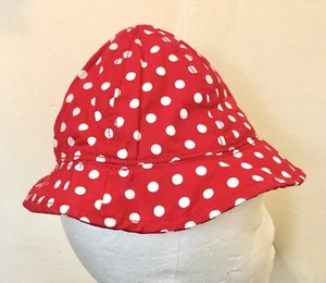 Baby Bucket Sun Hat Red White Spotted Size 3-6 Months Summer Holiday Unworn - Picture 1 of 3